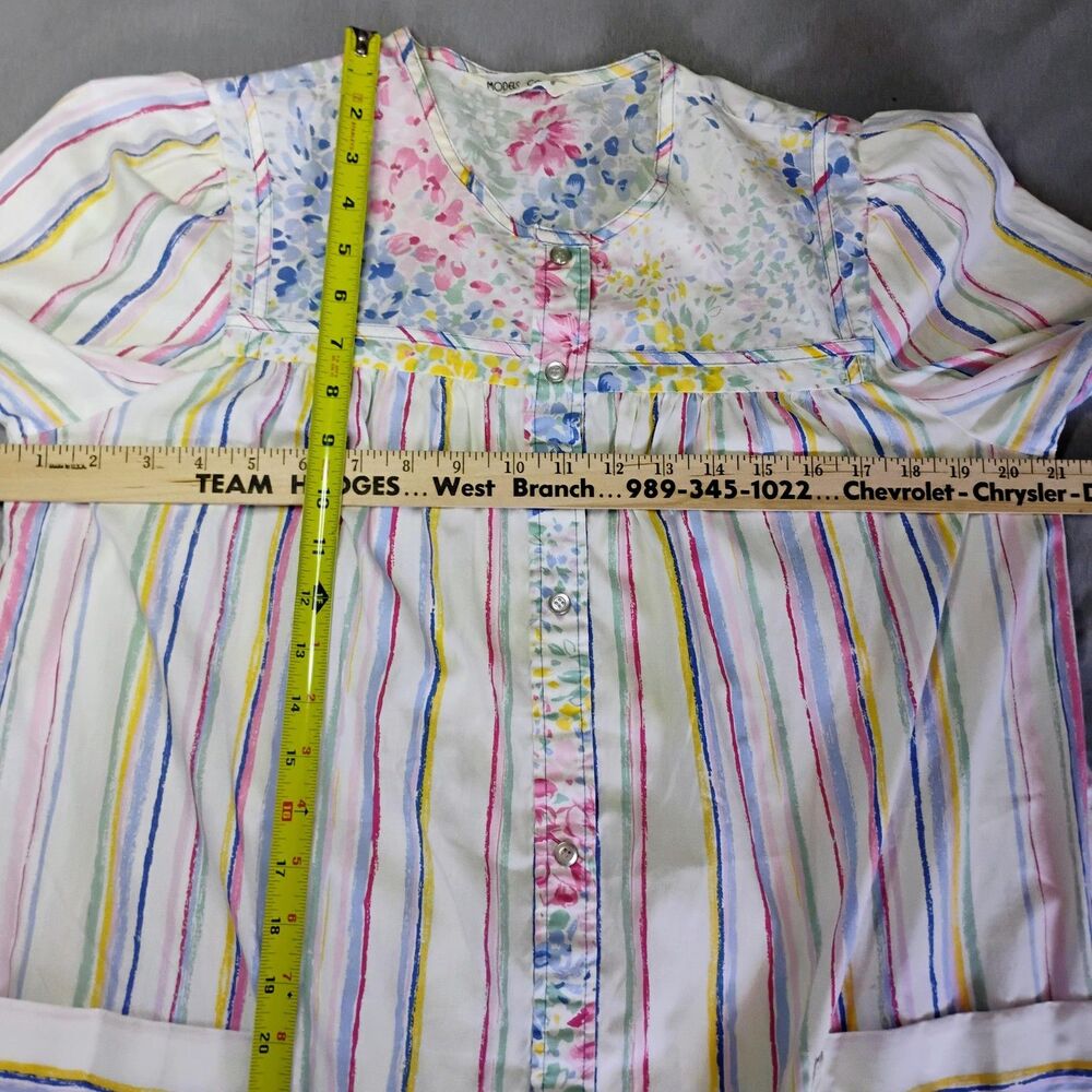 Models Coat Nightgown Robe Womens M/L White Kimono Striped Flower 3/4 Sleeve - Picture 14 of 16